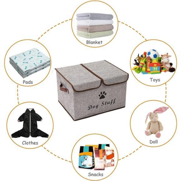 Large Storage Boxes-Large Linen Fabric Foldable Storage Cubes Bin Box Containers - Picture 4 of 8